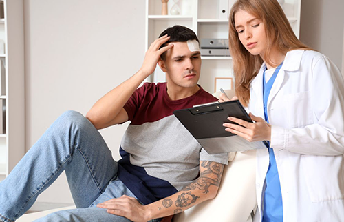 head nurse explaining concussion myth to patient