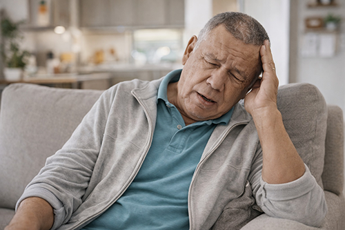 BlogPost Elderly man at home clutching his head with a pained expression 500px