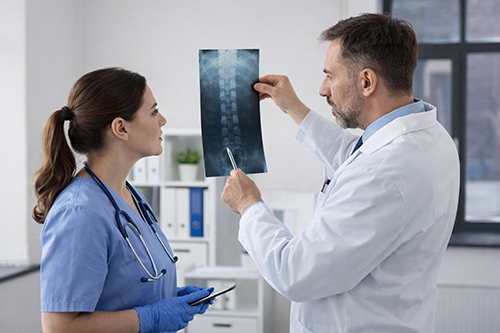 BlogPost Nurse and doctor reviewing a spinal X ray 500px